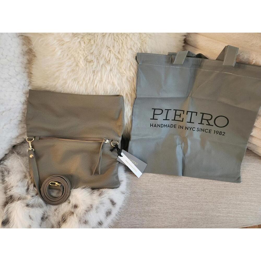 Pietro Handmade Leather Crossbody Bag - Gray
